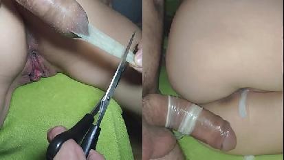 Compilazione fetish del preservativo preservativo rotto tolto tagliato sperma nel preservativo ecc